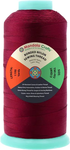Miniatura 199 de Mandala Crafts - Hilo de nailon para coser cuero, tapicería, mezclilla y para trenzar el pelo; resistente, 1500 yardas, tamaño 69 T70 Marrón