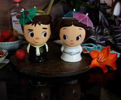 Miniatura 3 de Cupful of Cute Star Wars Han Solo and Princess Leia tazas de cerámica de 16 onzas, juego de 2 vasos de cóctel para el hogar, tazas de café