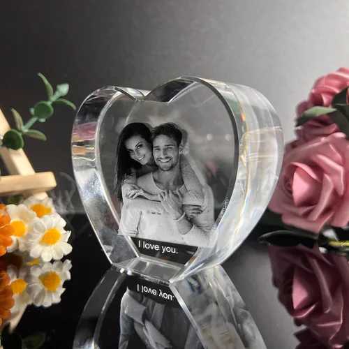 Miniatura 2 de Rombo personalizado con foto de cristal – Grabado 2D/3D opcional, regalos de cristal personalizados con tu propia foto, día de San Valentín