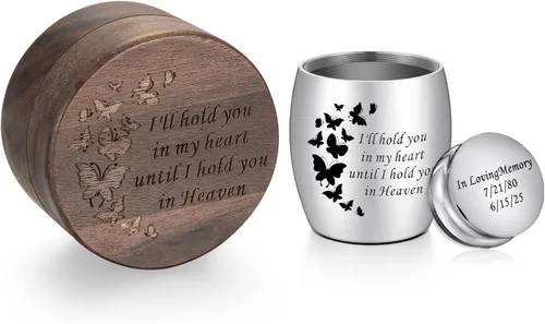 Miniatura 15 de Dletay Mini urnas para cenizas humanas, pequeñas urnas de cremación para hombres y mujeres, recuerdo de cenizas con caja cuadrada de madera de 1.18