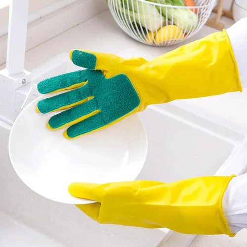 Miniatura 2 de ULTECHNOVO 1 par de guantes para limpiar guantes de látex guantes de limpieza para el hogar Guantelete Ar Handguard fregado almohadilla