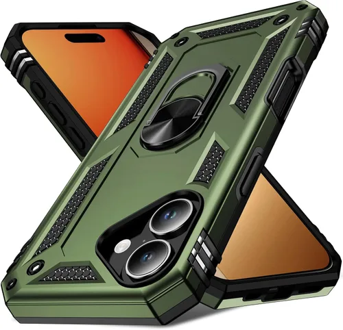 Miniatura 15 de 17 Pro - Funda de teléfono para hombre con anillo de soporte, armadura resistente de grado militar para iPhone 17 Pro, funda a prueba de golpes, Azul