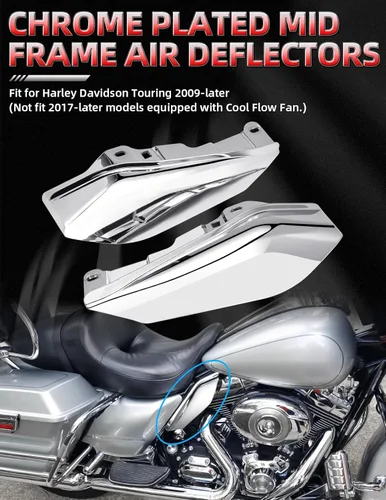 Miniatura 3 de Amazicha Deflector de aire cromado de marco medio compatible con Harley Davidson Touring Electra Glide/Street Glide/Road Glide/Tri Glide/Road King