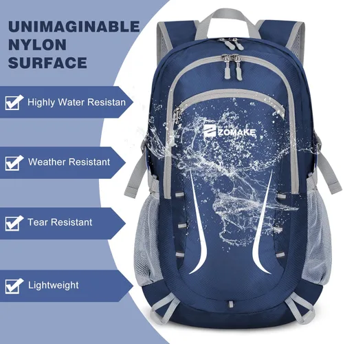 Miniatura 5 de Zomake - Mochila de senderismo plegable resistente al agua, mochila ligera de 40 litros para viajes, mochila plegable Backpacks, Collapsible, Azul