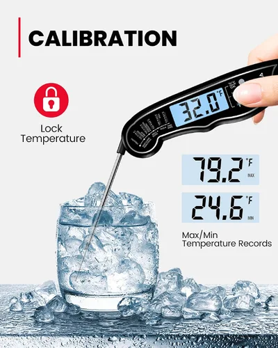 Miniatura 4 de TEMOLA Termómetro de carne, termómetro de lectura instantánea para alimentos con calibración de retroiluminación LCD, termómetro digital de cocción