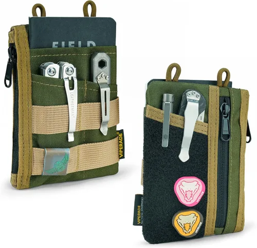 VIPERADE VE18 EDC Bolsa, Organizador de Bolsillo para Hombres, Organizador de Bolsillo EDC, 3 Ranuras con 2 Bolsillos con Cremallera, Bolsa