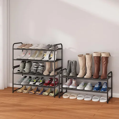 Miniatura 6 de Simple Trending - Zapatero apilable de 2 niveles, organizador de almacenamiento para zapatos de metal, negro