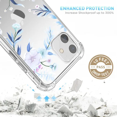 Miniatura 4 de Funda para iPhone 11 con protector de pantalla, diseño floral transparente para mujer, a prueba de golpes, suave, 6.1 pulgadas (hibisco)