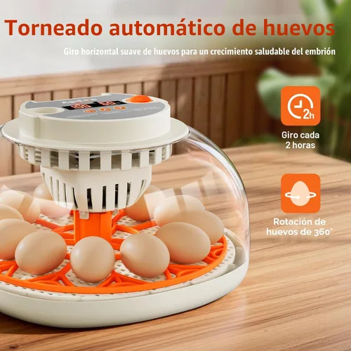 Miniatura 3 de Incubadora de huevos con control de temperatura y humedad, girador automático de huevos, ovoscopio, recarga de botella de agua externa, ventilación