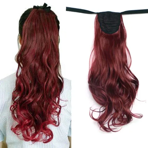 Miniatura 13 de Extensión de cabello sintético rizado con clip, cola de caballo larga, con clip, para niñas, mujeres y mujeres