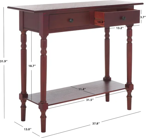 Miniatura 3 de SAFAVIEH Home Collection - Mesa consola de cereza oscura de romero con cajones y estante, consola de almacenamiento clásica contemporánea, diseño