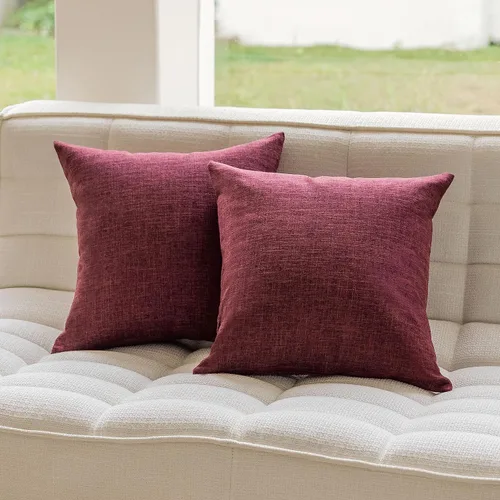 Miniatura 3 de Home Brilliant - Juego de 2 fundas de almohada Euro Sham de 26 x 26 pulgadas / 66 x 66 cm., de lino suave con forro decorativo de Navidad, fundas