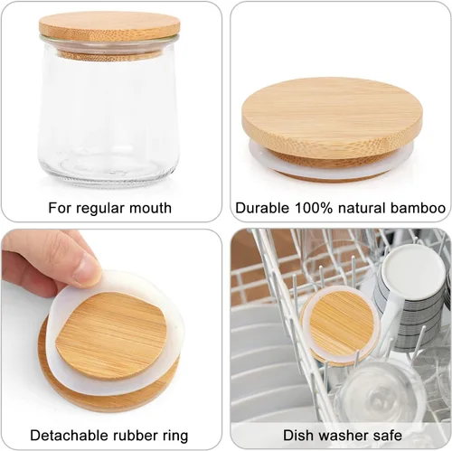 Miniatura 4 de Oui - Juego de tapas para tarros de yogur Oui, tapas de madera para tarros de yogur Oui, tapas de tarros de yogur Oui con anillos de sellado
