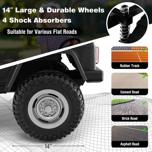 Miniatura 5 de Costzon Auto de 2 plazas, camión Toyota FJ40 con licencia de 12 V con control remoto de 2.4 G, suspensión de resorte, caja de almacenamiento, luces