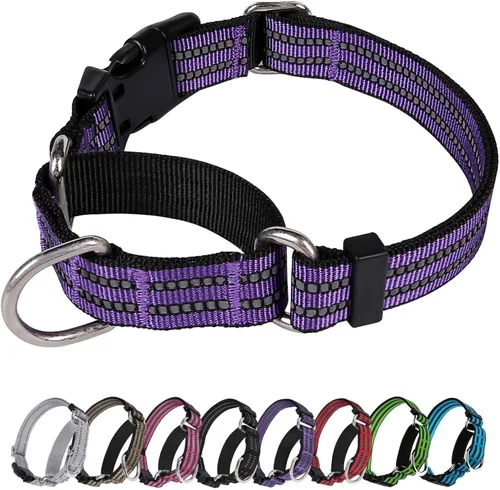 Miniatura 20 de Martingale - Collar para perro, collar reflectante ajustable de nailon con hebilla de liberación rápida (rosa intenso, talla L)