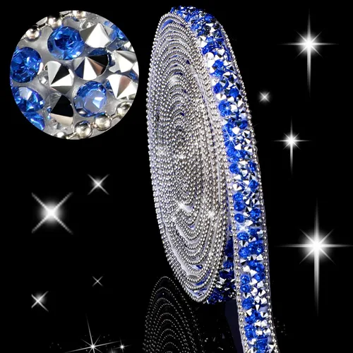 Miniatura 14 de Hicarer 3 yardas de cintas de diamantes de imitación de resina para boda, cinta autoadhesiva de diamantes de cristal, rollo de cinta de resina