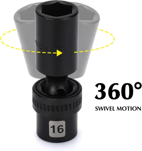 Miniatura 3 de EMENTOL 10 piezas 3/8" de profundidad Juego de enchufes de impacto universales profundos, 6 puntos, métrico, CR-MO, juego de enchufes de impacto