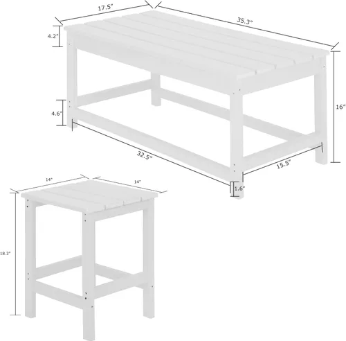 Miniatura 3 de WestinTrends Malibu - Juego de mesa auxiliar y café para silla Adirondack, 3 piezas, color gris