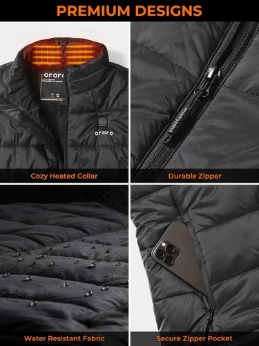 Miniatura 4 de ORORO - Chaleco térmico ligero con batería, para hombre