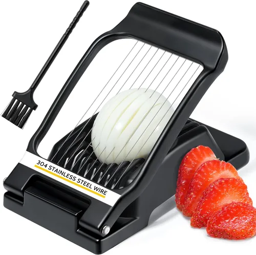 Sopito Rebanadora de huevos de alambre de acero inoxidable resistente para huevos duros y fresa, otros alimentos suaves, color negro