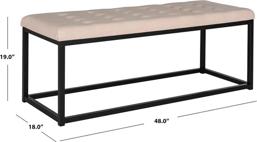 Miniatura 3 de SAFAVIEH Home Collection - Reynolds - Banco de acento tapizado copetudo color beige, banco de marco abierto estilo Parsons moderno para dormitorio