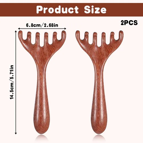 Miniatura 2 de 2 peines de masaje de madera, 6 garras, masajeador de madera para cabeza, pies, herramientas de masaje de terapia de madera para cabeza, espalda