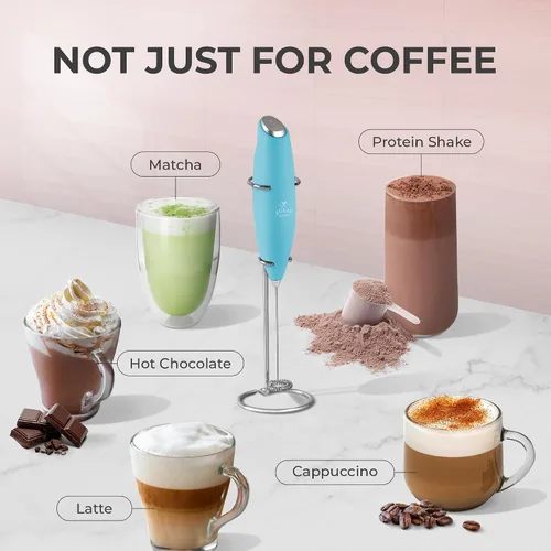 Miniatura 453 de Zulay Milk Boss Espumador de leche potente manual, hace espuma para latte, batidor para mezclar bebidas, café, miniespumador para capuchino, frappé
