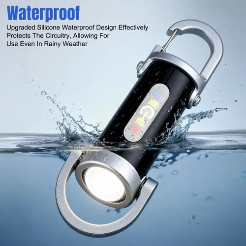 Miniatura 6 de 2 linternas portátiles recargables brillantes, tipo C, USB, mini luz LED, llavero cargador de teléfono, 7 modos de iluminación para campamento