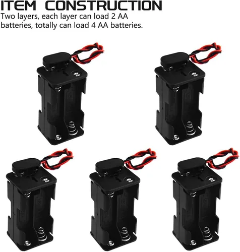 Miniatura 4 de WMYCONGCONG Paquete de 5 4 soportes de batería AA de 1.5 V con clip de batería con cable tipo I Conector a presión estándar (4AA) para tiras LED