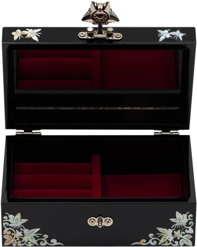 Miniatura 8 de February Mountain Caja pequeña de joyería de nácar con tapa de espejo, organizador de almacenamiento de joyas para aretes, collares, anillos