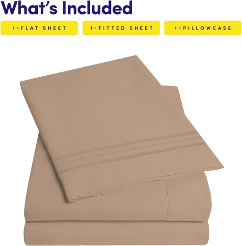 Miniatura 145 de 1500 Supreme Collection - Juego de sábanas y fundas de almohada para colchón, extrasuaves, correas elásticas en las esquinas, sábanas de bolsillo
