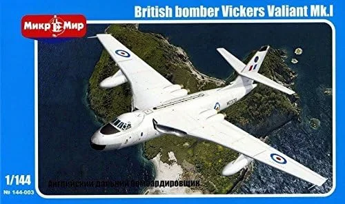 Micro Mir Vickers Valiant MK.I 1/144 Kit de modelo, sin pintar, sin montar, 8 piezas, adulto, unisex, militar, longitud: 90.2 in, envergadura: 9.5 in