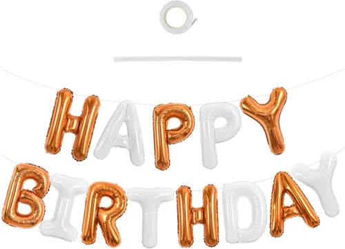 Miniatura 66 de TONIFUL Pancarta de Globos Negros de Feliz Cumpleaños de 16 Pulgadas con Letras de Papel de Aluminio Mylar, Cartel Banderín Reutilizable