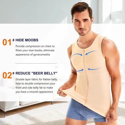 Miniatura 3 de Wonderience Camisetas de compresión para hombre, camiseta sin mangas con cremallera