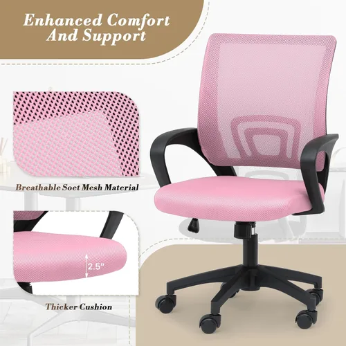 Miniatura 7 de Silla de oficina ergonómica, silla de escritorio de malla con soporte lumbar y asiento ancho (capacidad de 300 libras) altura ajustable, ruedas