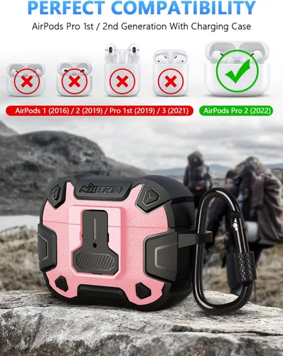 Miniatura 2 de Nillkin Funda para Airpods Pro de 2ª generación con imanes de bloqueo seguro, llavero de metal para hombres y mujeres, cuerpo completo, a prueba