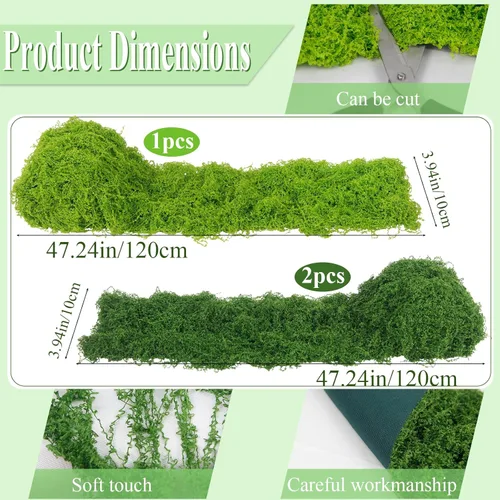 Miniatura 2 de ACRYCS Alfombra de musgo falso, multicolor, 4 x 47 pulgadas, musgo sintético para decoración de caminos de mesa, césped artificial verde