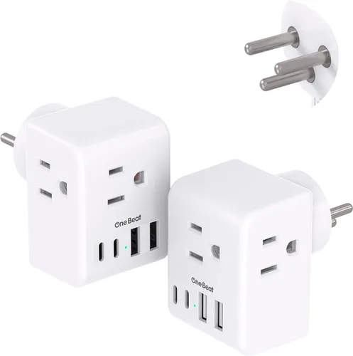 Miniatura 11 de Paquete de 2 adaptadores de enchufe de EE. UU. a Japón, adaptador de enchufe de 2 clavijas a 3 clavijas con 3 salidas de CA, 3 puertos USB