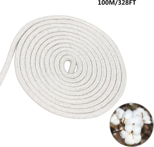 Miniatura 4 de KEILEOHO Cuerda de algodón natural de 1/4 de pulgada, 328 pies de longitud, cuerda blanca para colgar en la pared, cuerda para colgar en la pared