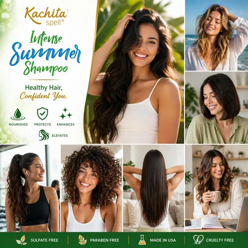 Miniatura 7 de Kachita Spell Nuevo Champú Hidratante Hidratante Intenso Verano Sin Sulfatos y Parabenos Para Cabello Seco Medio a Grueso, Color Tratado Hecho