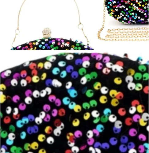 Miniatura 4 de IAMUHI Bolso de mano con lentejuelas pequeñas, bolso de noche con asa superior, mini bolso cruzado de hombro cuadrado
