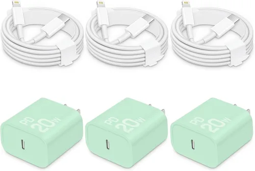 Miniatura 11 de CXX Cargador rápido para iPhone [3 unidades, certificado MFi], bloque PD USB-C de 20 W con cable de carga de 6 pies compatible con iPhone Blanco