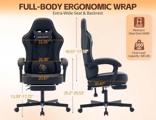Miniatura 2 de Silla de oficina de cuero transpirable con cojín de resorte de bolsillo, silla ergonómica ancha y alta para juegos de computadora con reposacabezas