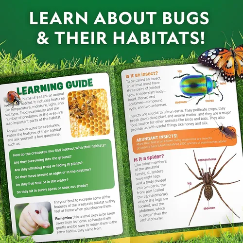 Miniatura 6 de Kit para atrapar insectos National Geographic para niños - Hábitat de insectos para niños con visor magnificado, atrapainsectos, pinzas y guía