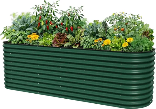 Miniatura 12 de Vego garden Jardinera elevada redonda de 32 pulgadas de alto y 42 pulgadas para jardín, para verduras, flores, patio, gris moderno