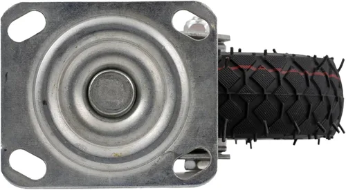 Miniatura 4 de AlveyTech Rueda giratoria delantera con horquilla y eje, para kits de Go Kart, neumático antimarcas a prueba de golpes (gris) con placa de montaje