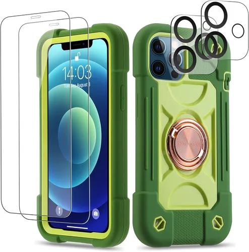 Miniatura 42 de Funda para iPhone 11 de 6.1 pulgadas con soporte de anillo, con 2 protectores de pantalla de vidrio, resistente a los golpes, resistente a