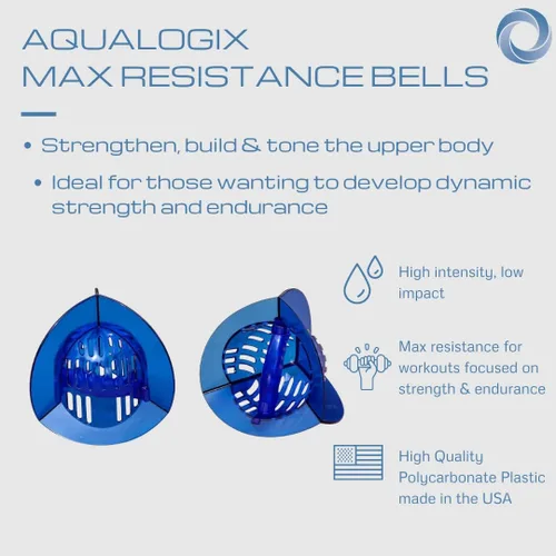 Miniatura 2 de Total Body Pool Weights for Water Exercise Bundle, Polycarbonate Upper Body Bells & Padded Lower Body Fins, Aqua Therapy, Pool Exercise, Water
