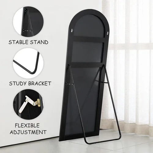 Miniatura 5 de PexFix espejo de cuerpo entero, 65 x 22 pulgadas, elegante espejo de suelo con parte superior arqueada, para dormitorio o tocador, espejo de pie