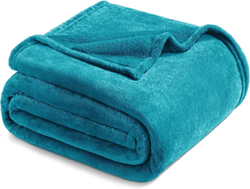 Miniatura 36 de Exclusivo Mezcla Manta de vellón para sofá, cama, súper suave y cálida, para uso en todas las estaciones, acogedora, afelpada, ligera, azul hielo